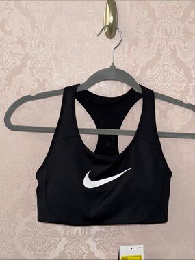 Nike Black Sports Bra with White Swoosh - Racerback Support